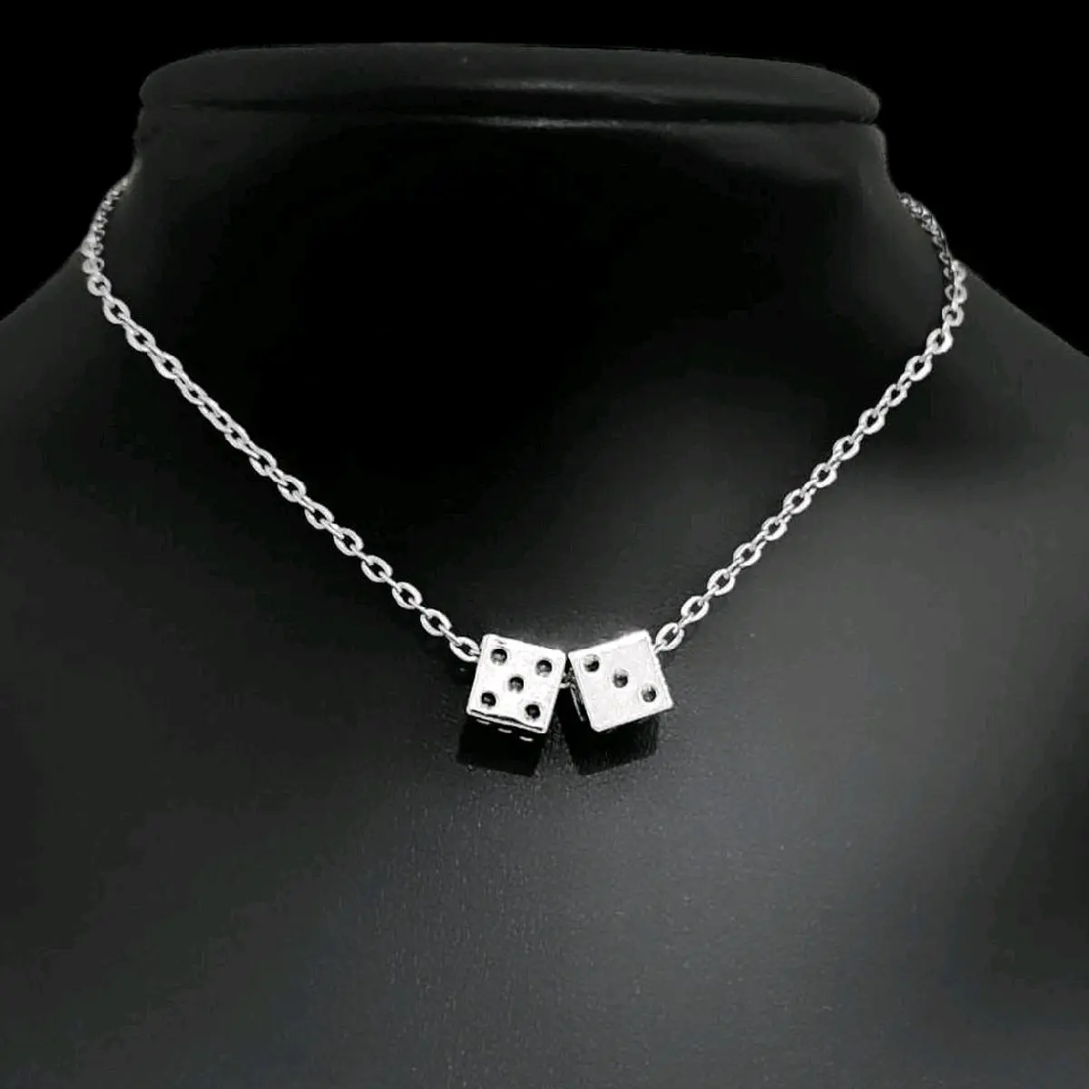 Silver Dice Choker Necklace Silver Dice Choker Necklace