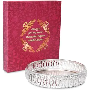 NOBILITY Decorative Tray Silver Dry Fruit Dessert Chocolate Serving Sets Friends Family Home Pooja Decorative Corporate Christmas Diwali Puja Housewarming Gifts Wedding Return Gift Items