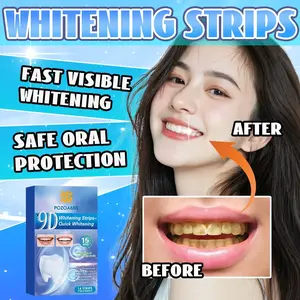 Pozoamis 9D Teeth Whitening Strips (7 Pieces), Gentle Formula, Quick Results in 15 Minutes, Dual Care for Yellowed Teeth and Bad Breath