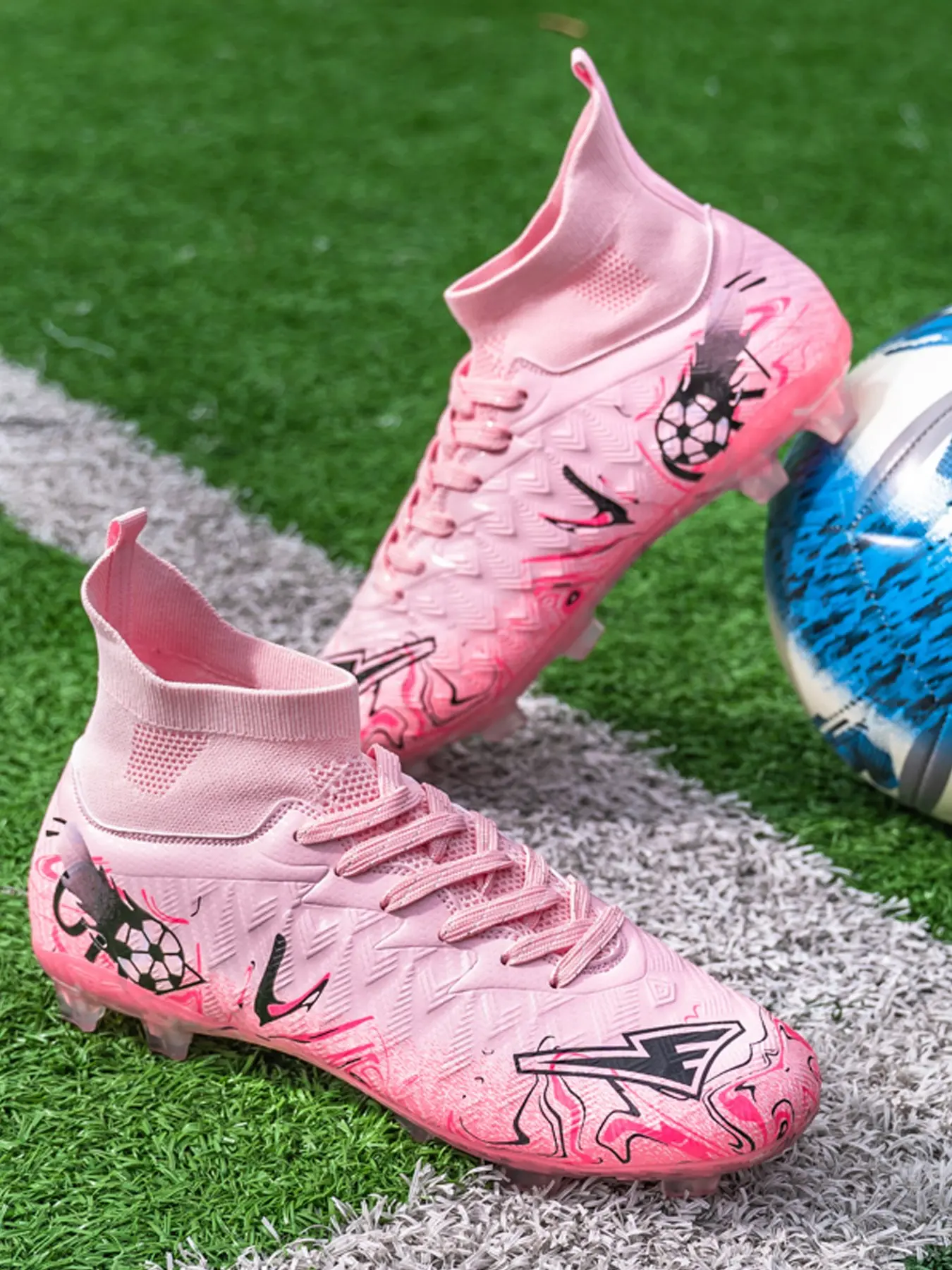 Men's High Top Football Shoes with Nails, Youth Professional Outdoor Training Artificial Grass Shoes, Boost Sports Performance, Football Field Boots, Soccer Shoes, Soccer Cleats