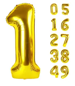 gold number 1 balloon 40 inch, big, large foil helium number balloon