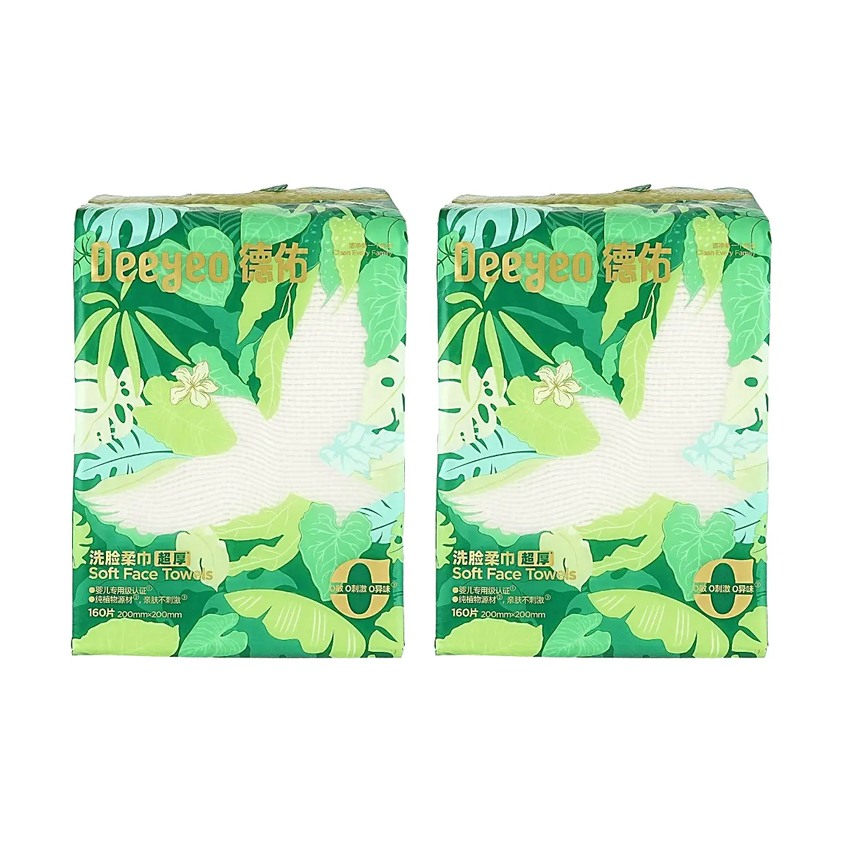 Deeyeo Ultra-Thick Bird Print Facial Tissues - 2 Pack (320 Tissues Total) - 100% Plant-Based & Biodegradable