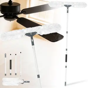 Microfiber Duster with Extension Pole,Ceiling Fan Cleaner Duster with 60" Long Handle,Long Dusters for Cleaning Ceiling Fan, High Ceiling,Wall,Blinds,Furniture,Adjustable ,White