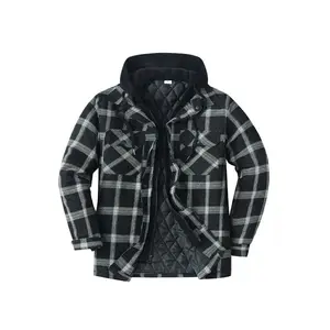 FlannelGo Men's Thick Plaid Hooded Fleece Jacket Coat - Longsleeves Menswear Top with Pocket for Casual Wear