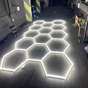 DIY Hexagonal Ceiling Light, Honeycomb Ceiling Light, Cool White light，Hexagonal Garage Lights for Shops Supermarkets Shopping Malls Car Shows Basements Gymnasiums, BacktoSchool