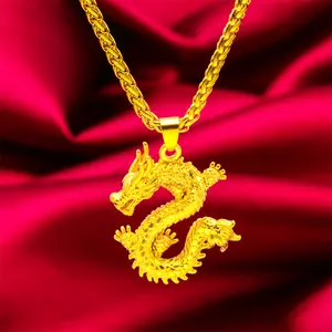 Trendy Hip-Hop Men's Domineering Dragon Year Necklace Fashion Jewelry Dragon Pendant Necklace Holiday Gift Daily Gift Unique Design High-Quality Jewelry