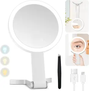 MIYADIVA Lighted Makeup Mirror 30X Magnifying with Adjustable Brightness Portable Travel Vanity Mirror for Women 1500mAh Battery Life Dual-Sided Design ABS Material