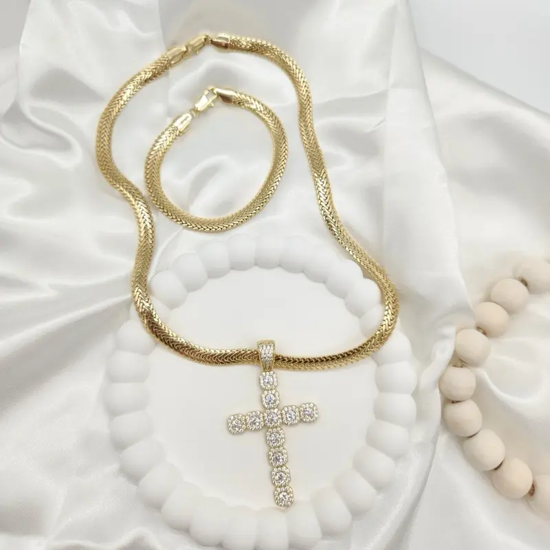 14K Gold Plated Herringbone Necklace & Bracelet Set – Elegant & Timeless