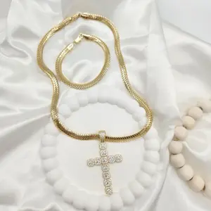 14K Gold Plated Herringbone Necklace & Bracelet Set – Elegant & Timeless