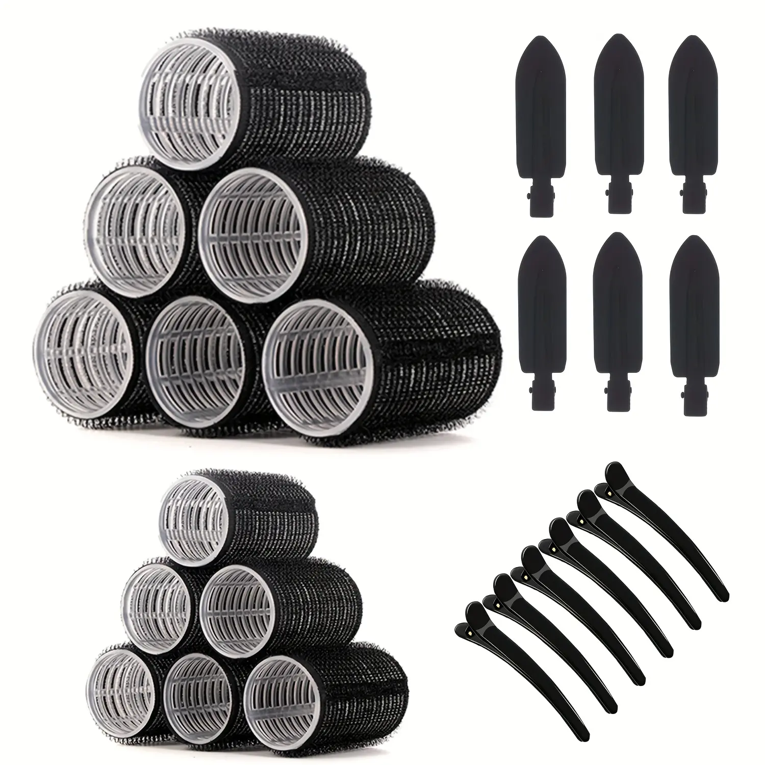 2 Size Hair Rollers for Women, 12 Pcs Rollers Hair Curlers for Long Medium Short Hair, Large Medium Small Self Grip Hair Rollers with Rollers 12pcs Clips, Flexible Hair Roller, Heatless Curling Hair Rollers, Hair Styling Tools