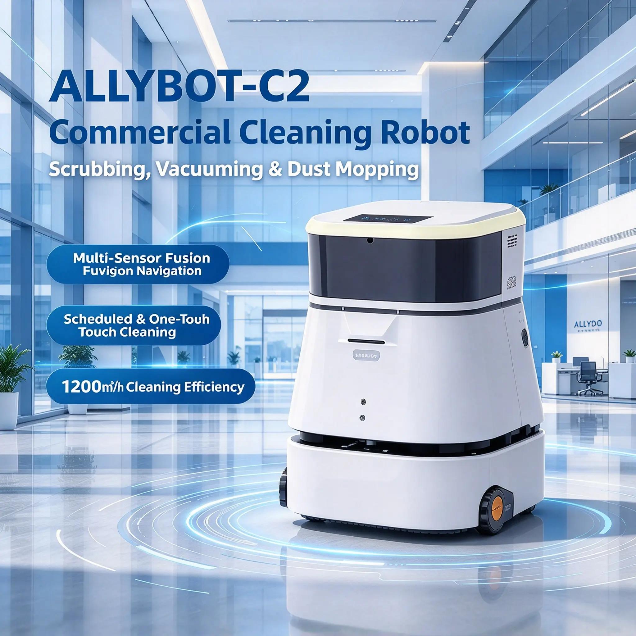 Multi-sensor Navigation Commercial Cleaning Robot, Automatic Scrubbing Vacuum Dust Mopping Robot for Office, Shopping Mall, Hotel, Airport
