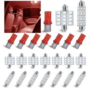 24 PCS LED Interior Car Lights Set T10 31mm 41mm Dome Lights Red Bulbs for Car Map Door License Plate Replacement 50000 Hour Life Plug and Play
