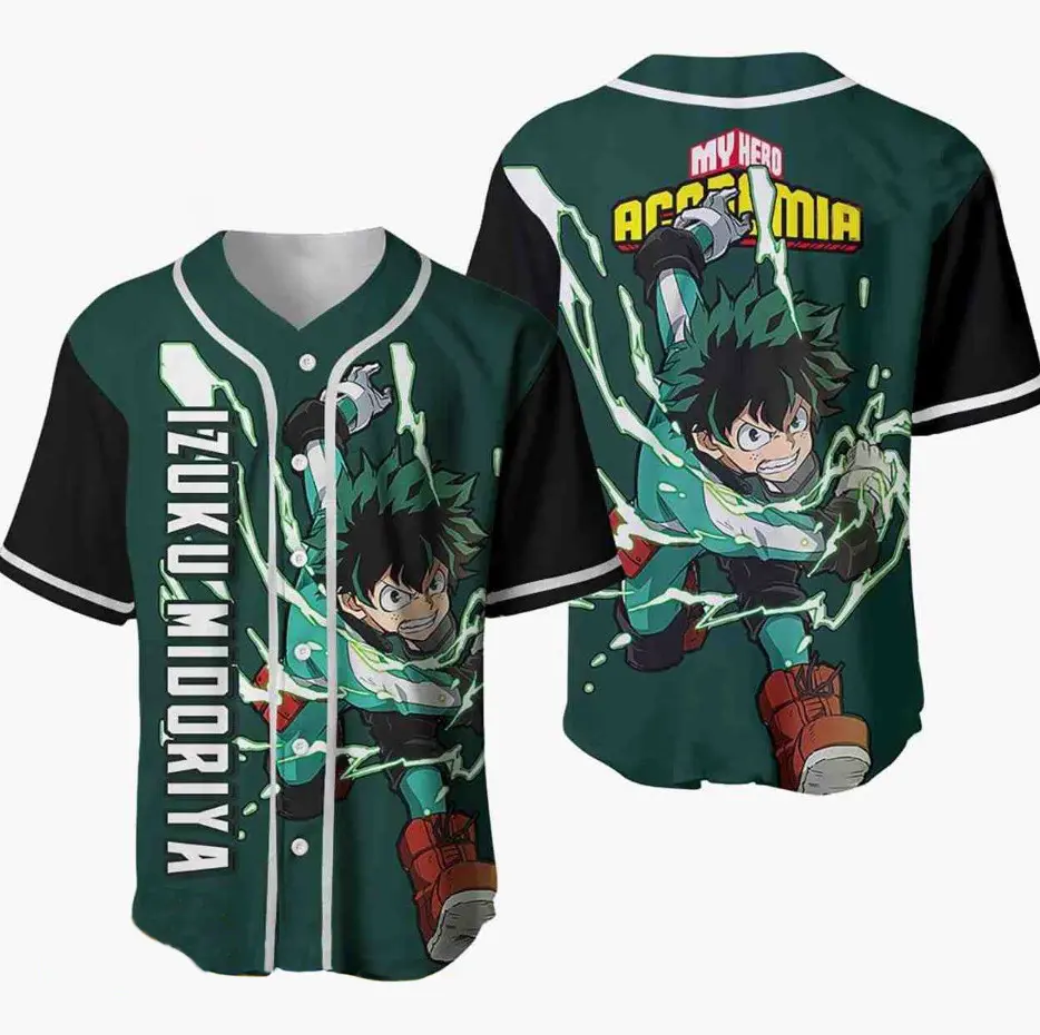 Personalized Izuku Midoriya My Hero Academia Baseball Jersey Shirt, Baseball Jersey Shirt, Outdoor Sports, Sport Shirt, Dynamic And Comfortable
