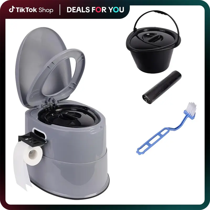 Portable Toilet - Tall & Spacious Design, Secure Lid, Durable Stable Build, Lightweight Compact Camping Accessory with Quick & Easy Setup for Car Camping, Home Use