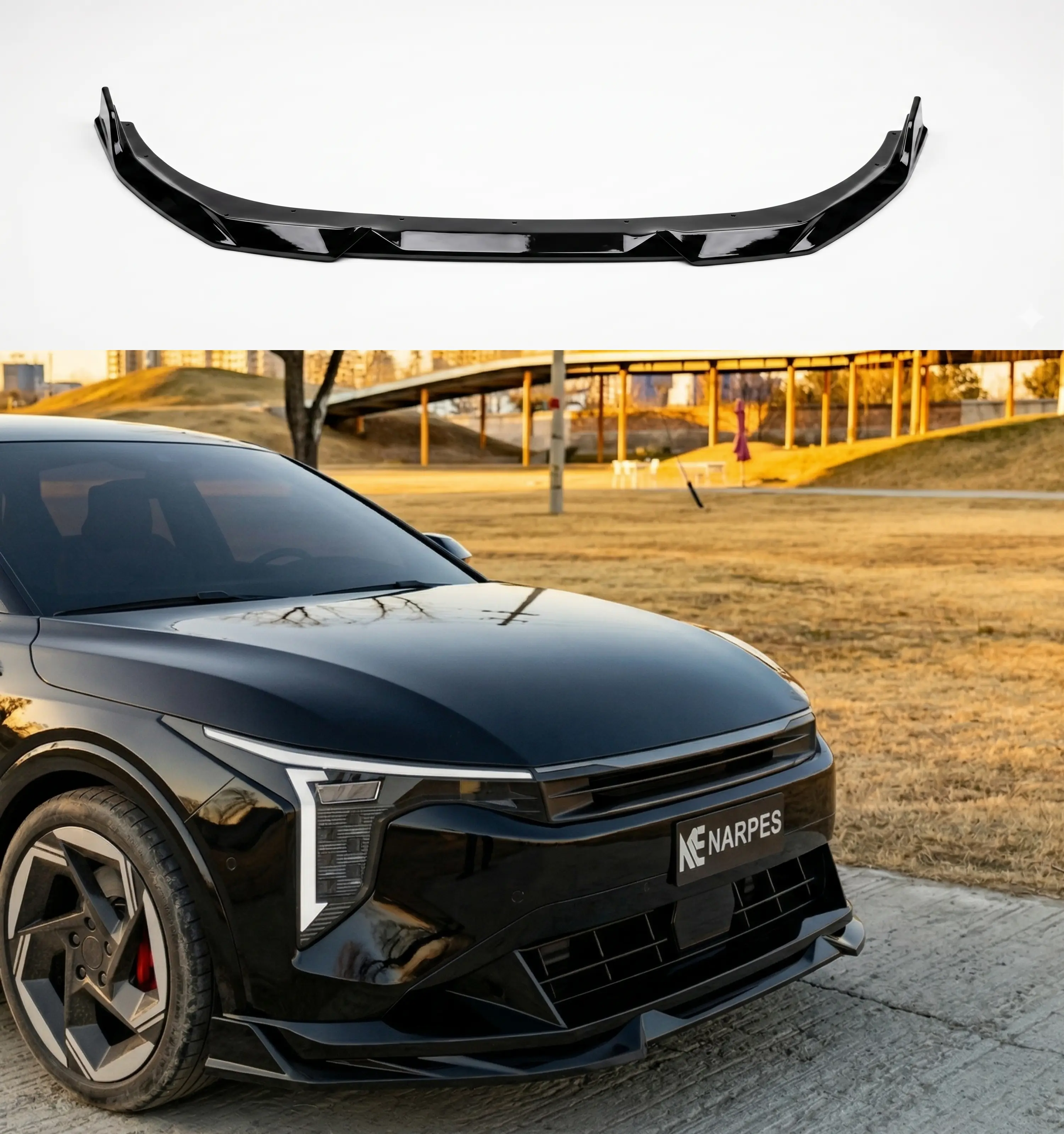 NARPES Front Lip For KIA K4 SEDAN 2025 2026 (LX、LXS、EX) Exterior Accessories Mods Painted Gloss black