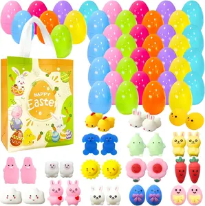 2026 Easter Gift 32Pcs Easter Surprise Eggs with Cute Mochi Squishy Toys Premium for Easter Theme Party Favors, Supplies for Easter Egg Hunt, Basket Stuffers/Fillers, Classroom Prize Supplies Toddler Boys Girls