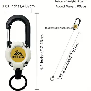 Mount Retractable Keychain Heavy Duty Clip ID Holder 58cm Stainless Steel Cord Olive Green for Men Women