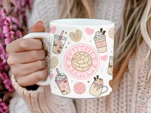 Spanish Coffee Mug Cafecito Chisme Cup Design Aesthetic Drinking Morning Breakfast Kitchen Gift Latina Culture Hispanic Heritage Pink