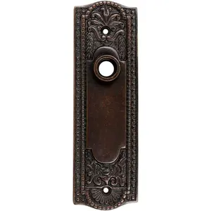 Oil Rubbed Bronze Solid Brass Door Back Plate Without Keyhole, Victorian Beaded Escutcheon – 7 1/4" H