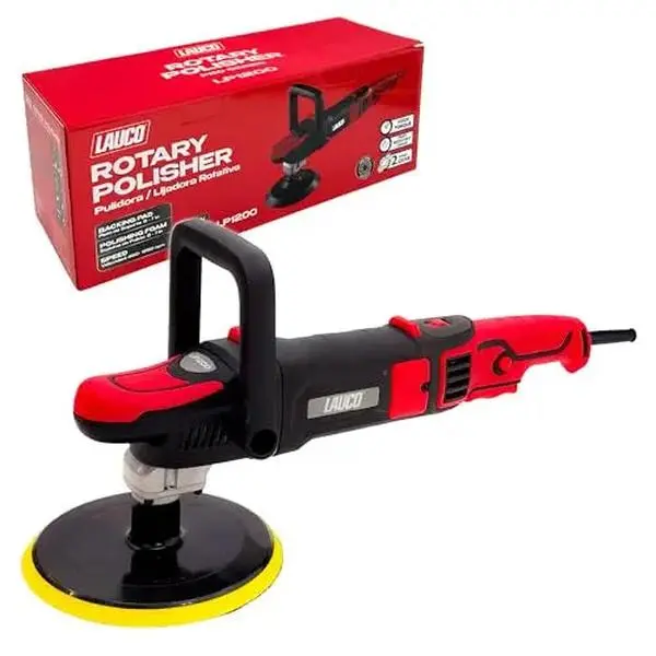 LAUCO Rotary & Gear-Driven Orbital Polisher, 1200W High Torque Power Tool with 6-Speed Variable Control, 6-In Backing Pad, Balanced Weight Distribution for Polishing & Buffing, Vehicle Detailing (1000W Option Available), Rotary Polisher