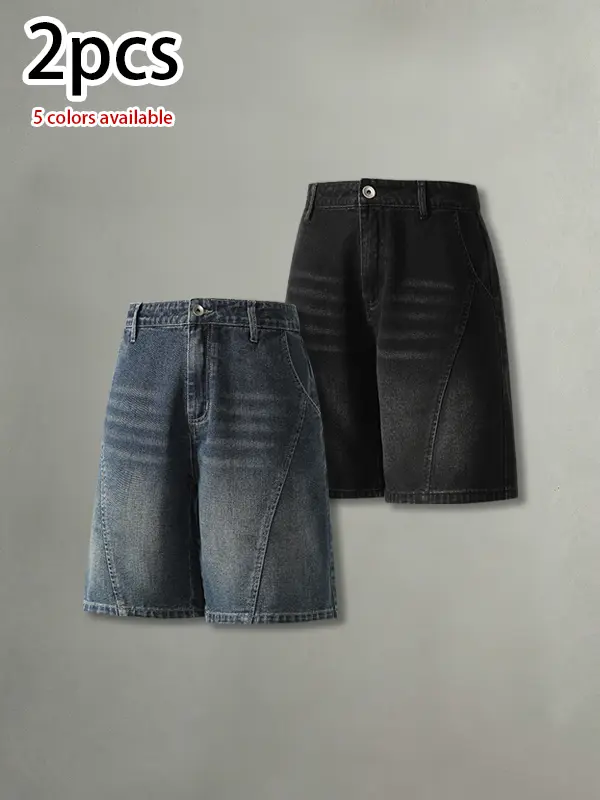 Available in packs of 4, 3, or 2; summer men’s washed distressed denim shorts with a loose fit—trendy retro deconstructed patchwork casual athletic denim shorts that are versatile.summervibes, Jeans, Menswear