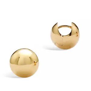 18k gold-plated Chunky ball sphere Huggies Golden apples earrings Elegant