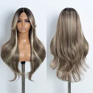 [Style Icon] 26" Long Curtain For Live Synthetic Lace Front Wigs Pre Plucked Lace with Baby Hair Wig Curtain Bangs Wigs Fluffy and Natural Hair Texture Wig