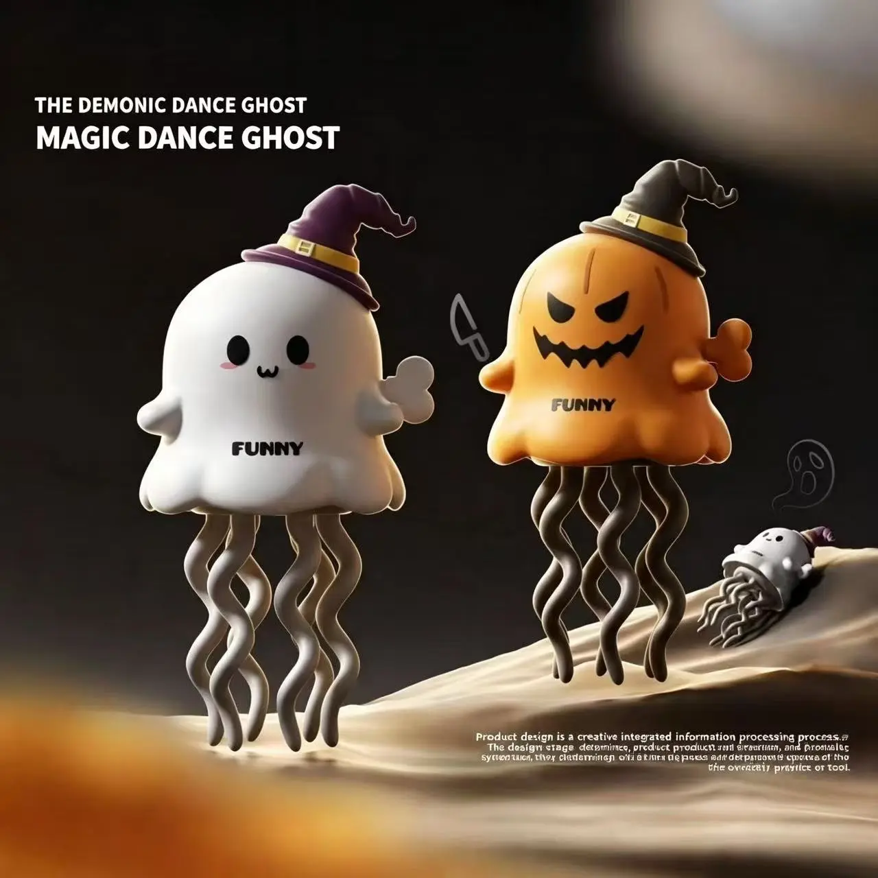 Spooky Dancing Ghost Octopus, Wiggly Twisting Corn Stress Toy for Kids, Halloween Christmas