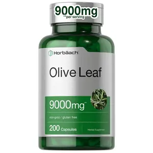 Horbäach Olive Leaf Extract Capsules 9000mg | 200 Count | Super Strength Supplement | Non-GMO, Gluten Free