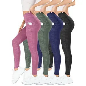 4PCS Women's Camo Print High Waist Sports Leggings with Pockets, Breathable Comfortable Skinny Pants, High Stretch Yoga Pants, Ladies Sportswear for Indoor Outdoor Wear