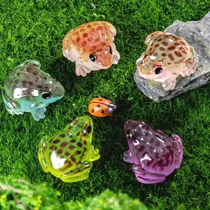 Glow-In-The-Dark Resin Whimsical Frog Sculpture, Mini Frog Decorations for Parties & Gifts, Garden Accessories, No Power Needed, Micro Landscape Figurine