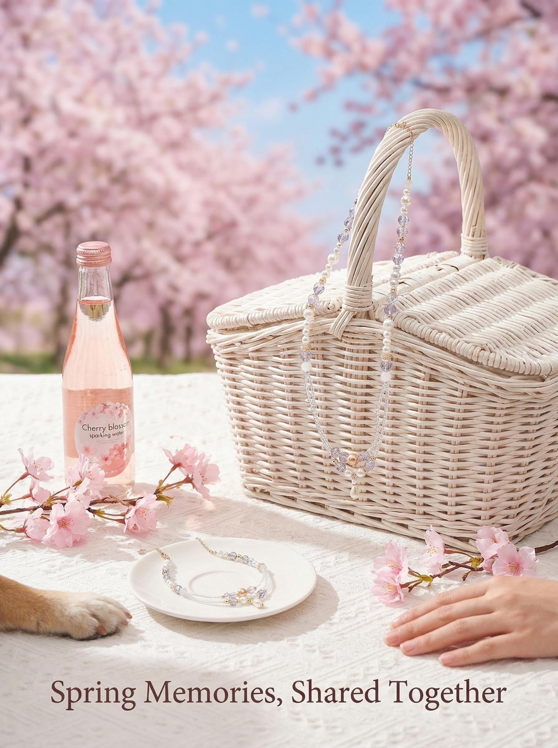 Purple Sakura & Fluffy Whisper Adjustable Pearl Necklace for Owner and Pet Wear