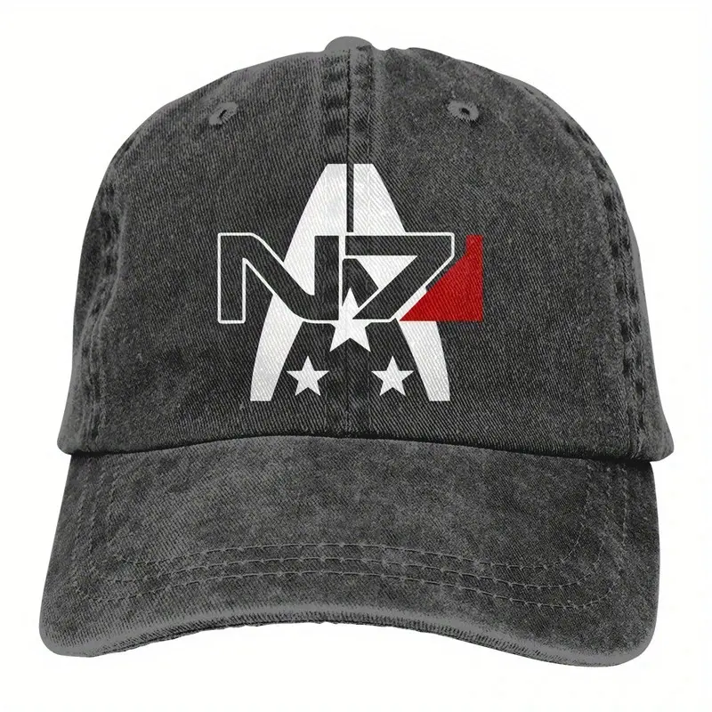 S&T Mass Effect Commander Shepard N7 Alliance Baseball Cap for Men - Premium Textile Sun Hat, Eye-catching Logo and Star Design, Machine Washable, Black Gaming Outdoor Casual Hat, Durable Headwear
