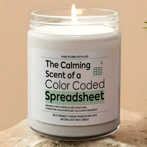 MAKEAGIFT The Calming Scent Of A Color Coded Spreadsheet Candle, Office Humor Gifts, Funny Accountant Gift Candles, Gift For Coworker