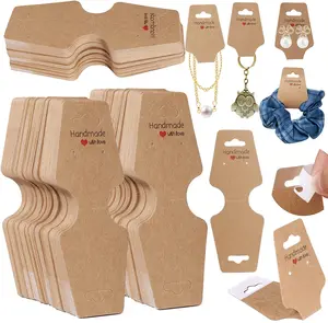 200PCS Bracelet Display Cards Necklace Holder Cards Self Adhesive Jewelry Packaging Selling Card for Small Business (Brown, 1.8X4.7 Inches) Femtindo