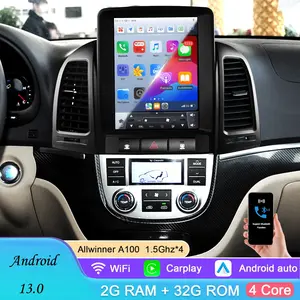 Hizpo 9.7-Inch 2 Din Android 13 Car Radio with Carplay Car Screen, GPS Autoradio Multimedia Video Player for Hyundai Santa Fe II CM 2006-2012