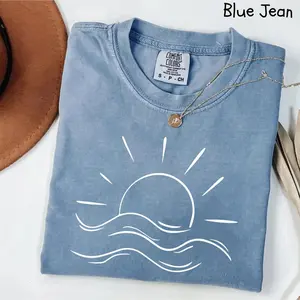 Comfort Colors Sun T-Shirt, Summer Shirt, Beach Shirts, Sunhine T-Shirt, Gift For Woman, Boho Sun Shirt, Sun Shirt, Summer Vibes Shirt, Sun