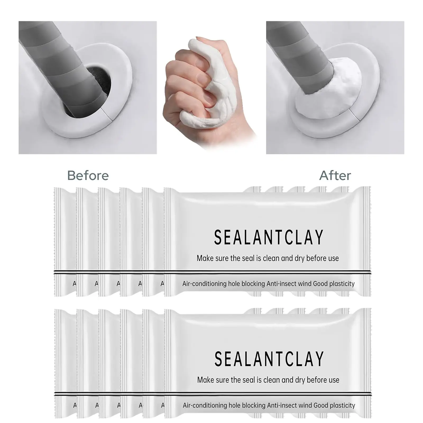 10-Pack Waterproof Sealant Mastic, Quick-Dry Repair Putty for Wall, Drain Holes, Air-Tight Crack Filler with Weatherproof Protection