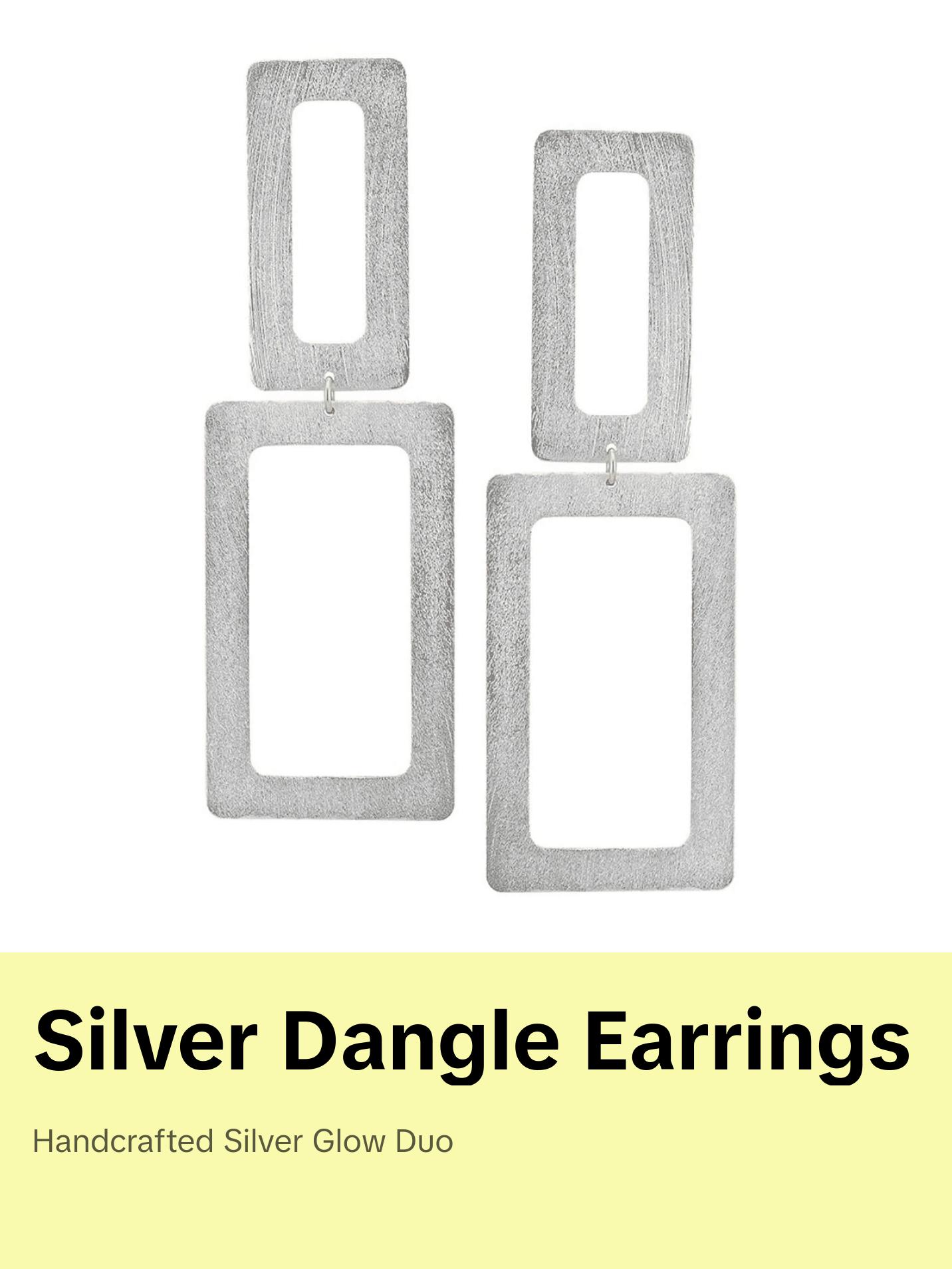 Sheila Fajl Double Open Rectangle Statement Earrings in Silver Plated Sheila Fajl Double Open Rectangle Statement Earrings in Silver Plated