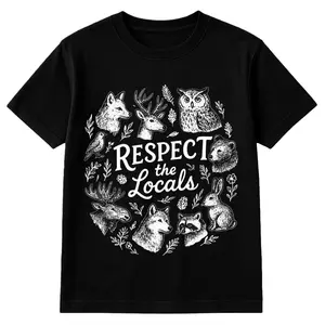 National Park Vintage T-shirt, Respect The Locals Tee, Camping Tee, Gift For Camping Lover, Funny Animals, Top Nature Mom, Cotton Fabric Womenswear