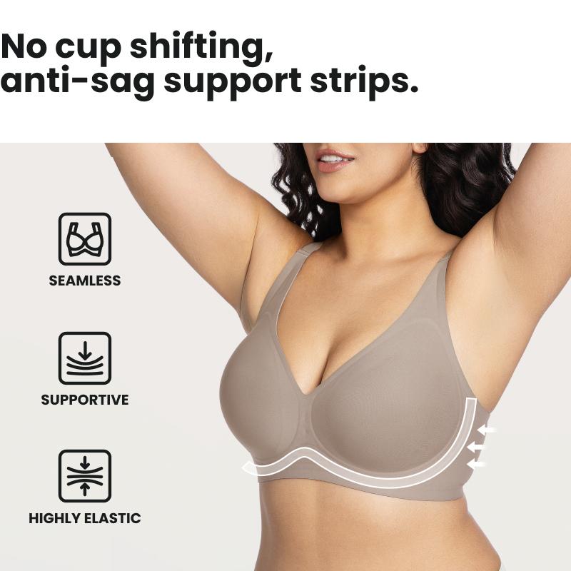 Bodytips Seamless Soft Support Deep V Wireless Bra Lightweight Breathable Fit Shaping Design Smooth Bra No Show Underwear Invisible Bra Versatile Bra For Daily Wear Work Office Home Lounge Casual Outfit Yoga Workout Gym Training Travel Running All Day Use