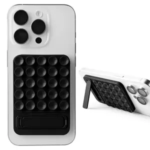 2 in 1 Magnetic Suction Phone Grip, Silicone Suction Phone Mount Compatible with MagSafe Case, Sticky Phone Grip for iPhone & Android, Hands-Free Phone Accessory for Selfies and Videos, Stand