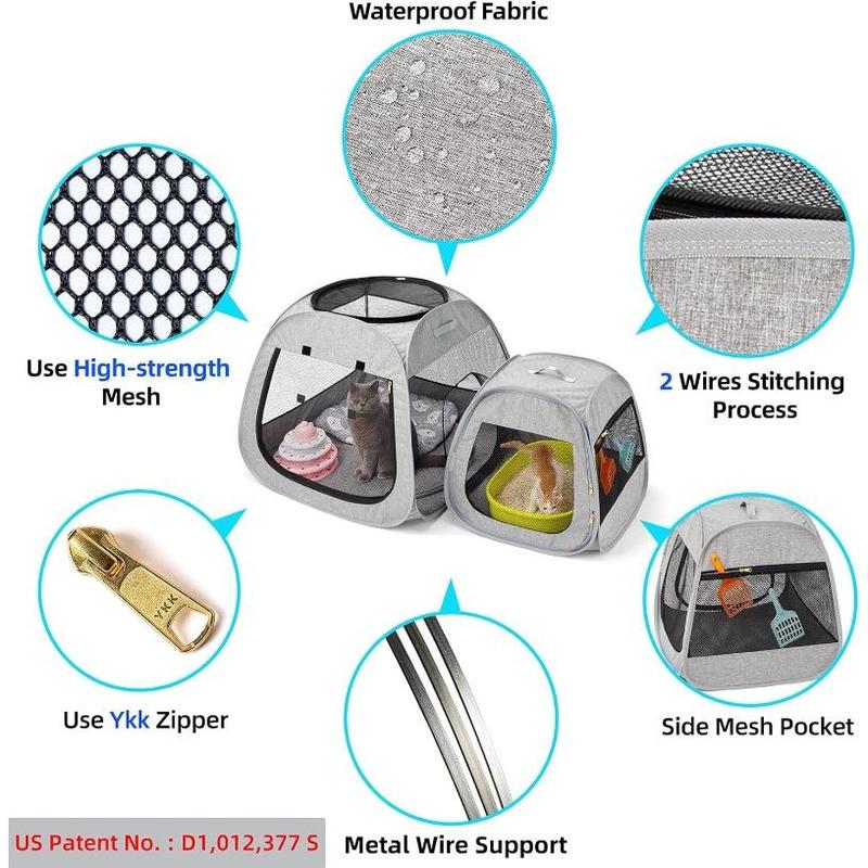 Portable Cat Playpen, Trapezoidal Design for Better Standing, Foldable Pet Tent for Indoor and Outdoor Use of Kitten and Puppy, Dog Play Enclosure, Cat Houses & Condos