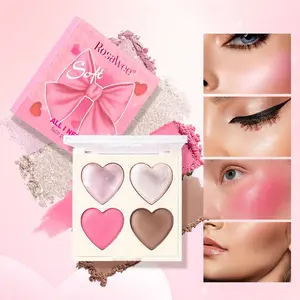 Multicolor heart-shaped baking powder blusher foundation make-up, high color rendering, light and smooth, creates a natural makeup effect - it can superimpose colors, shape the facial contour and brighten the highlight, presenting a gloss or matte effect
