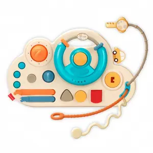 Educational Multifunctional Baby Sensory Toy, Montessori Toy, Simulated Co-Pilot Steering Wheel, Pull-Along Toy, Unisex Learning Car Toy, Play