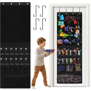 Toy Gun Storage, Over the Door Nerf Gun Organizer – Hanging Toy Organizer with 16 Pockets & 20 Adjustable Straps, Kids Toy Storage for Foam Blasters,Darts,Goggles, Kids Room Organization