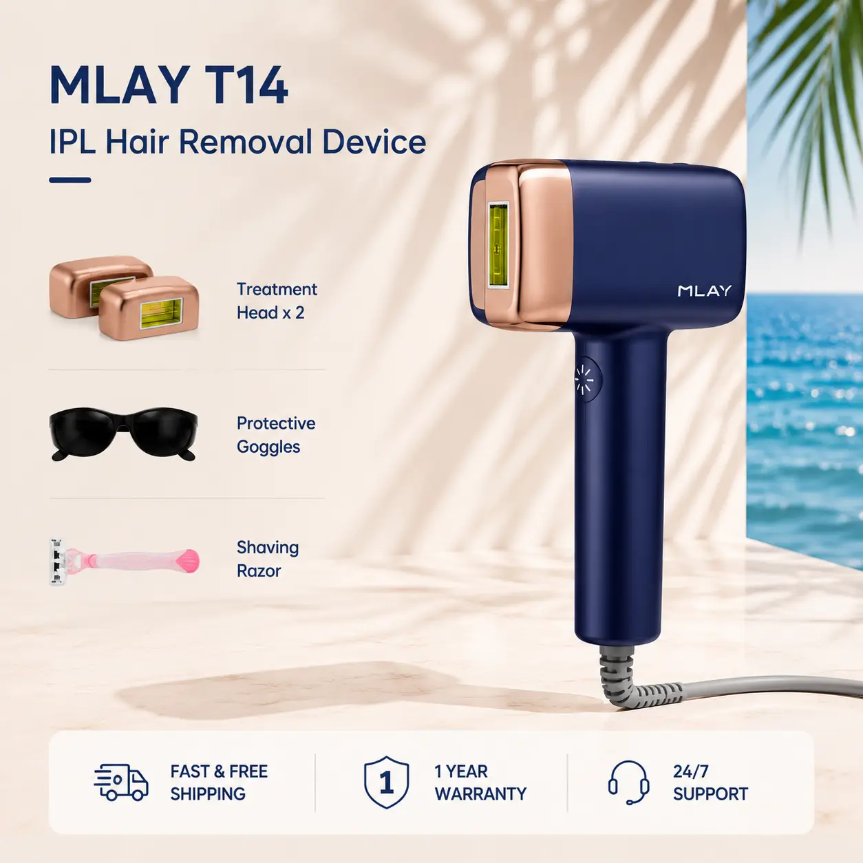 MLAY IPL Hair Removal with Ice Cooling for Women & Men, Clinical-Grade Permanent Results At Home with 5 Power Settings, Pain-Free 9 Min Sessions,  IPL Laser Hair   Removal Machine   Works Everywhere for Arms Armpits Face Legs Bikini Line