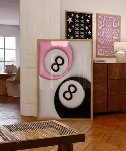 8 Ball Print Couple Poster Pink Trendy Retro Poster Wall Art