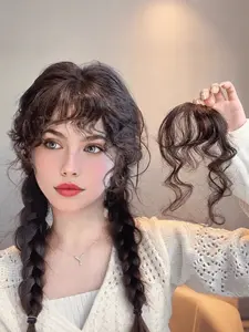 Fake Bangs Clip In Bangs Hairpiece for Women Natural Wispy Air Bangs Clip On Bangs Hair Extension for Daily Wear Party Synthetic Soft Hairpieces