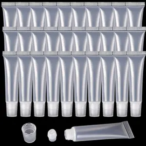 100 Pcs 10 ml Lip Gloss Balm Refillable Empty Clear Cosmetic Containers Soft Tube (10ML, 100)